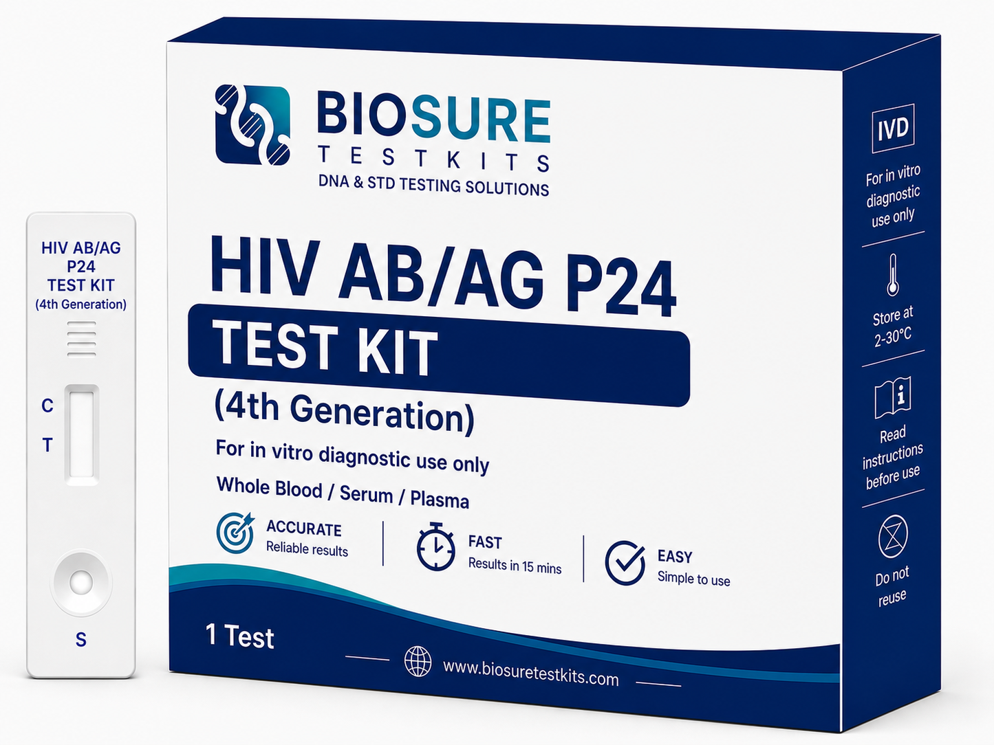 HIV AB/AG P24 Test Kit (4th Generation)