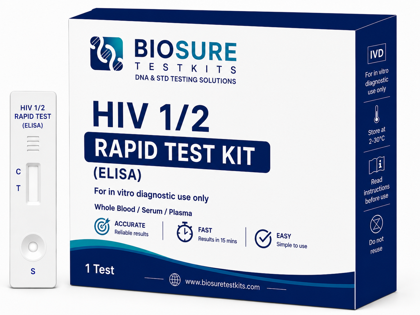 HIV 1/2 Rapid Test Kit (ELISA)